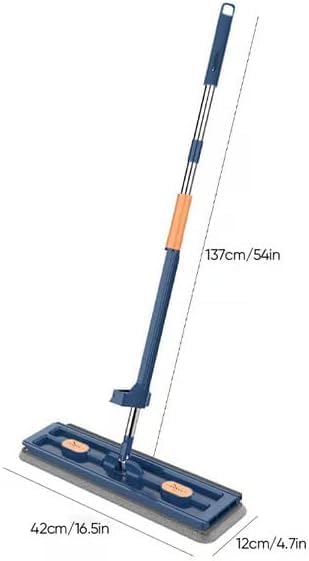 Large Flat Mop360° Rotatable Cleaning Mop50 Inch Long HandleWashable Reusable Microfiber Pads for Floor Cleaning (White with 6 pad)
