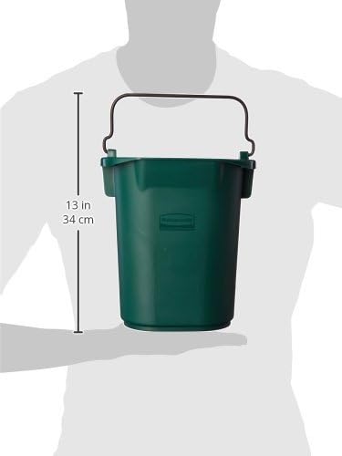Rubbermaid Commercial Products Heavy-Duty Cleaning Pail 5-Quart Green Utility Bucket with Built-In Spout and Handle for House Cleaning/Storage/Livestock Feeding/Car Washing