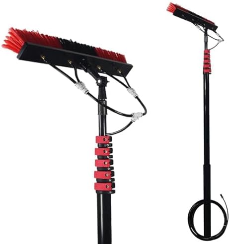 Glass Cleaning Brush Home Water Fed Telescopic Pole Kit Solar Panel Brush Rotating for Photovoltaic PanelExtendable Window Cleaning Pole Kit with Water Fed Brush 7.2M Pole for Outdoor Clean