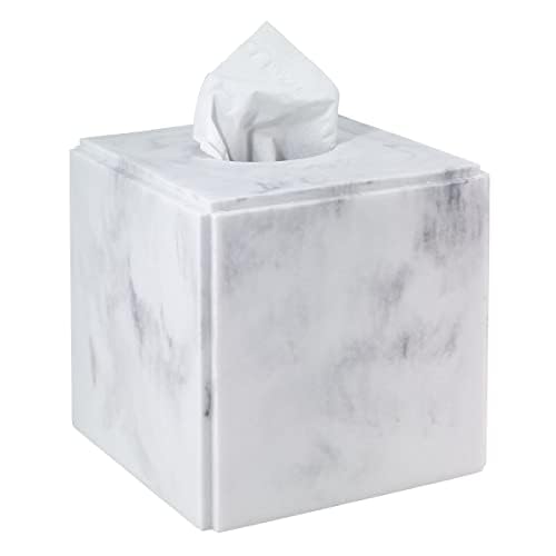 Avanti Linens - Tissue Box Cover Resin Countertop Decor Marble Design (Catania Collection)