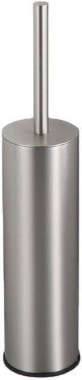 Toilet Brush and Holder Set Brushed Nickel Stainless Steel 304 Heavy Duty Round Toilet Brush Set – Rust Resistant Long Handle Replacement Heads Floor Standing Bathroom Toilet Cleaning