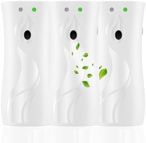 Automatic Air Freshener Spray Dispenser 3-Pack Wall Mounted or FreestandingMultiple Time SettingsCommercial and Home Use in Bathrooms Offices Living Rooms and Commercial Places (White 1121)