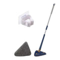1 x 360° Rotating Telescopic Triangular Mop for Wet and Dry Cleaning with Water Absorption for Home Floors and Ceilings (Blue-3PC-Cloth)