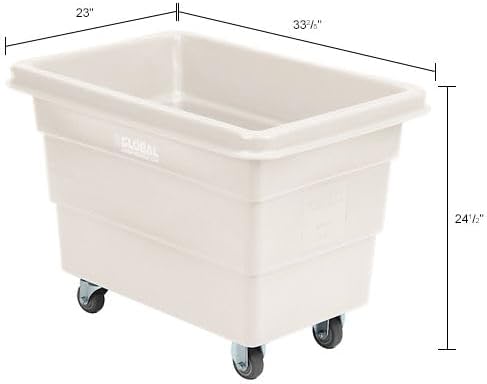 Global Industrial 6 Bushel Plastic Bulk Box Truck Direct Mount Base 500 lbs. Capacity 3 Non-Maring Rubber Casters White 33-2/5L x 23 W x 24-1/2H
