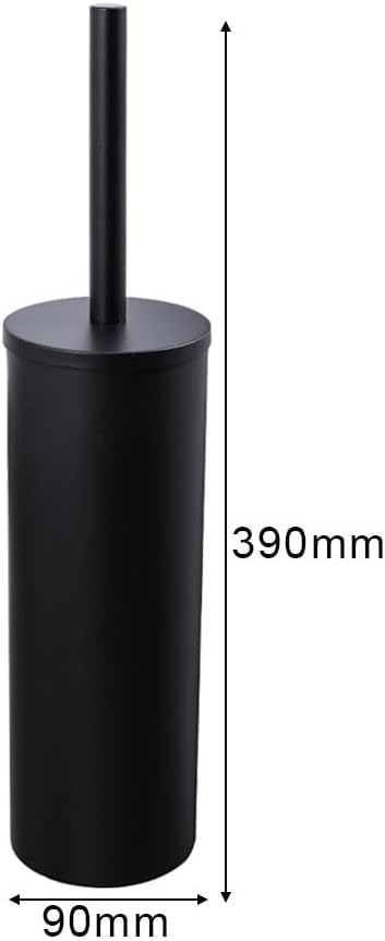 Stainless Steel Toilet Brush with Holder Set with Extra Long Handle Durable Bristles Toilet Bowl Brush and Covered Holder for Bathroom Storage (Black - Standing)
