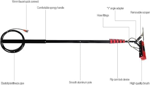 Glass Cleaning Brush Home Water Fed Telescopic Pole Kit Solar Panel Brush Rotating for Photovoltaic PanelTelescopic Water Fed Pole Kit 3.6-11M for Window &amp Solar Panel Cleaning Includes Bru