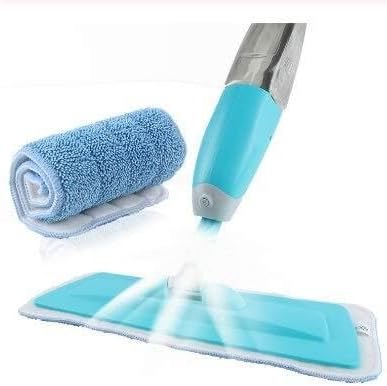 Spray Floor Mop with 2 Replaceable Microfiber Flat Pads Adjustable Rod 360° Rotating Head for Quick Drying and Deep Cleaning on Tile &amp Hardwood