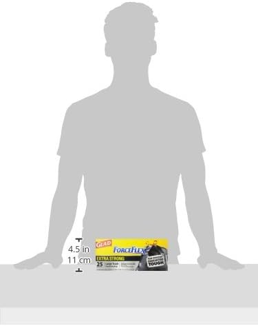 Glad Trash Bags Large Drawstring Garbage Bags‚ ForceFlexPlus 30 Gallon Black Trash Bag - 25 Count Each (Pack of 6)