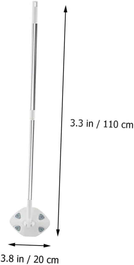 CHILDWEET Retractable Household Cleaning Dust Mop with Replaceable Face Towel Pad Triangular Electrostatic Dust Mop for Floor Cleaning White Extendable Handle for Home Use