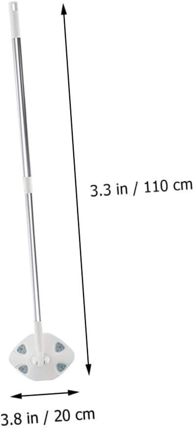 Retractable Dust Mop for Floor Cleaning with Triangular Microfiber Head Hand-Free No Wash Cleaning Mop Suitable for Household Dust Removal White Adjustable Handle