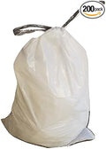 PlasticMill Drawstring Trash Bags - White Garbage Bags - Plastic Trash Bags - Kitchen Bathroom Office Garbage Bags Trash Can Liners - 4-Gallon Small Trash Bags 0.7 Mil 17x16 (200-Count)