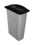 Waste Wise Recycled HDPE Waste or Recycling Bin for Commercial Spaces with Swinging Lid - (Black/Grey 23 Gallons)