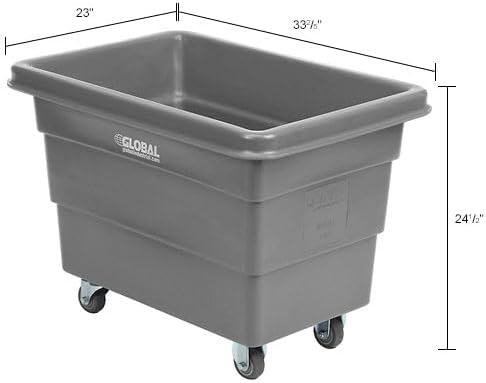 Global Industrial 6 Bushel Plastic Bulk Box Truck Direct Mount Base 500 lbs. Capacity 3 Non-Maring Rubber Casters Gray 33-2/5L x 23 W x 24-1/2H