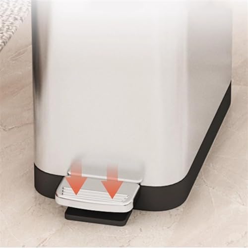 Trash Cans Wastebasket Slim Stainless Steel Trash Can Step Pedal Trash Can - Narrow Soft Close Lid Garbage Bin with Removable Inner Bucket for Home Kitchen Bath