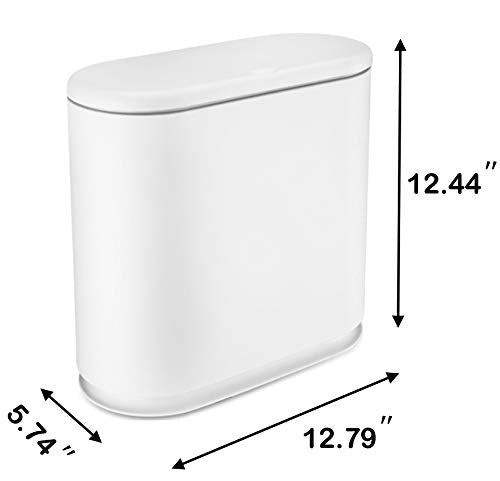 Sooyee 10 Liter Rectangular Plastic Trash Can Wastebasket with Press Type Lid2.4 Gallon Garbage Container Bin for BathroomPowder RoomBedroomKitchenCraft RoomOffice (Cream White)