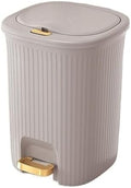 Compost bin kitchen/garbage 8/10/15/20 Liter Bathroom Trash Can with Lid Narrow Plastic Trash Can with Pressure Strip and Gold Pedal for Living Room Bedroom Office Kitchen Step trash can(Gris10L)