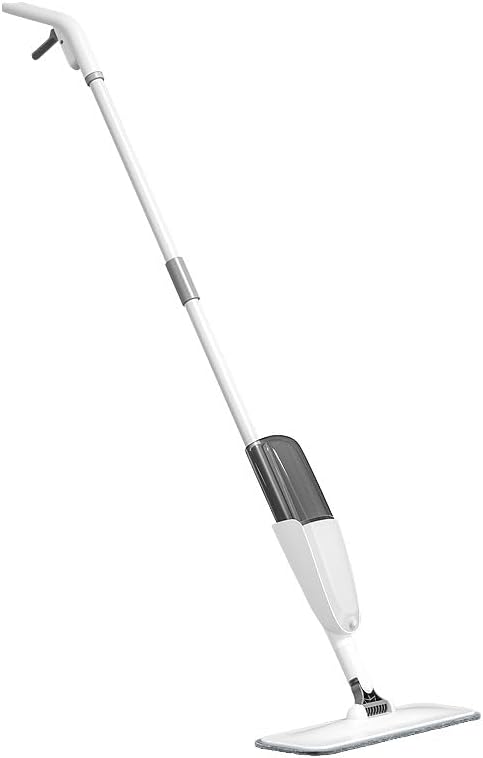 ScrubWiz Spray Mop Wet Dry Hardwood Floor Cleaning Mop with 2 Washable Reusable Pads with 500ML Sprayer for Tile Wood Laminate Vinyl &amp Marble Floor Cleaning Grey and White