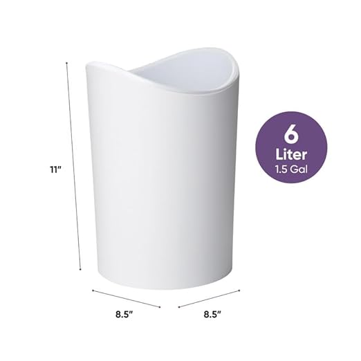 Superio Small Bathroom Trash Can Modern White Mini Open Waste Bin (1 1/2 Gallon 6 Liter) Plastic Garbage Can for Kitchen Bathroom Bedroom Office Under Desk Car 2 Pack