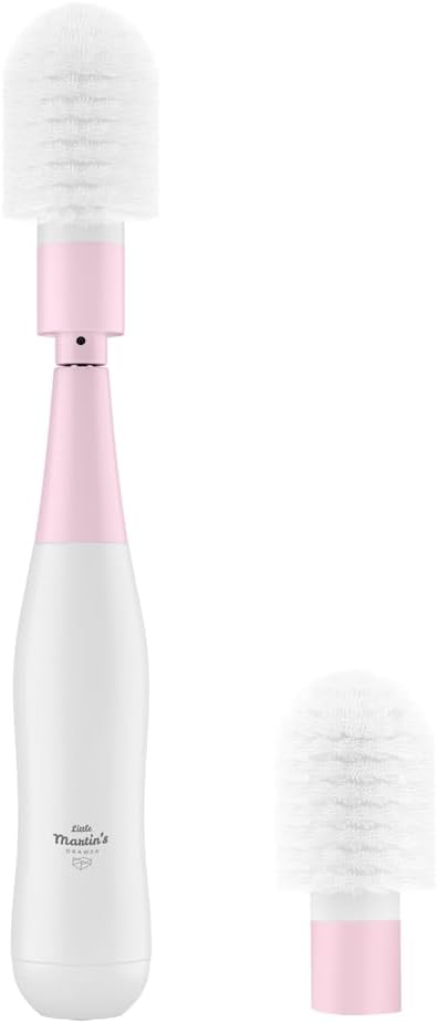Little Martin’s Electric Bottle Brush – Cleaning Washing Scrubber Tool for Bottles Mugs Cups Glasses Kitchen – Rechargeable Battery Wireless Cordless Use – Detachable Brush (Pink)