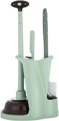 Cq acrylic Toilet Brush and Plunger SetGreen 3 in 1 Bathroom Scrubber Plunger and Angled Toilet Bowl Brush &amp Scrubber Combo with Holder and Rim Cleaner for CamperRvApartmentNew HomeSet of 1