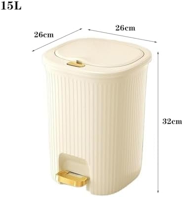 Compost bin kitchen/garbage Foot Pedal Round Trash Can Soft Close Step Garbage Can with Removable Inner Bin 12/15L Modern Trash Can with Lid for Living Room Bedroom Office Step trash can(Green15L