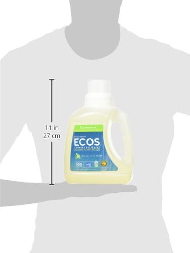 ECOS Laundry Detergent Liquid 200 Loads - Dermatologist Tested Laundry Soap - Hypoallergenic EPA Safer Choice Certified Plant-Powered - Lemongrass 100 Fl Oz (Pack of 2)