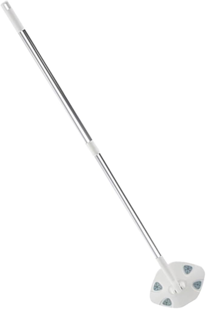 Rotatable Dust Mop with Retractable Handle White Triangle Dry Floor Cleaning Mop for Home Use with Face Towel Replacement