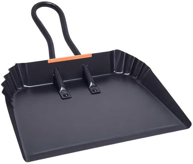 Heavy-Duty Black Metal Dustpan17Dust Pan with HandleLarge Dust PansIdeal for Industrial/Commercial/Indoor/Outdoor Professional Debris Collection &amp Home Cleaning (17inch_1PCS)