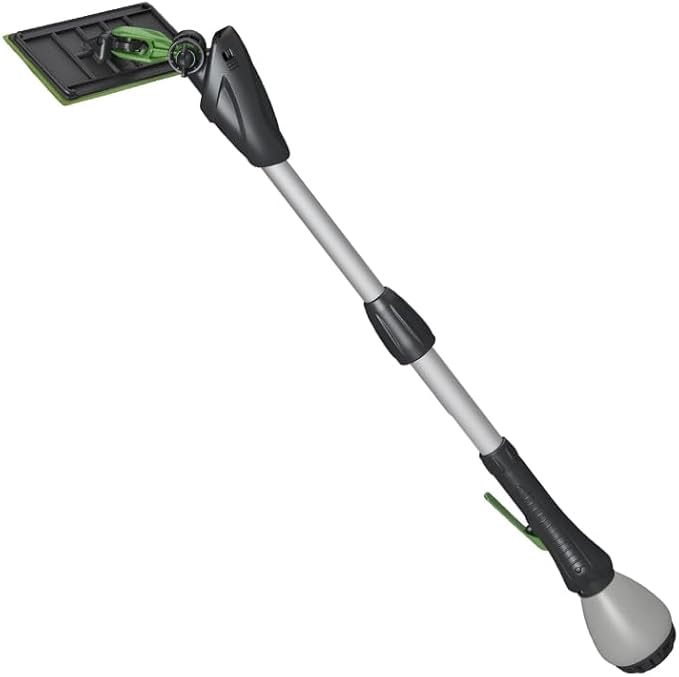 Cleano 5' Telescopic Indoor Window and Surface Cleaning System - Cleaning Reach of Over 10 feet | Micro Spray Delivers Water and Solution | Refillable Solution Globe | Includes 3 Cleaning Pads