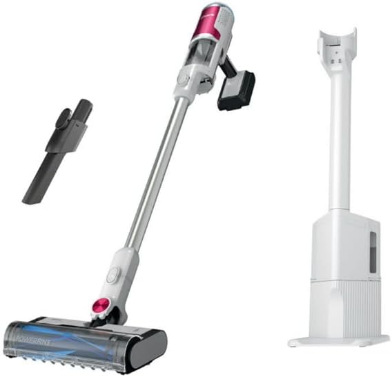 Sharks Cordless Stick Vacuum Cleaner with Auto-Empty Base Self-Cleaning Brushroll HEPA Filtration and 40-Minute Runtime – White