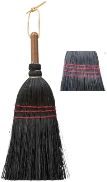 Black Deluxe Whisk Broom - Amish Corn Straw Hand Brush &amp Handle