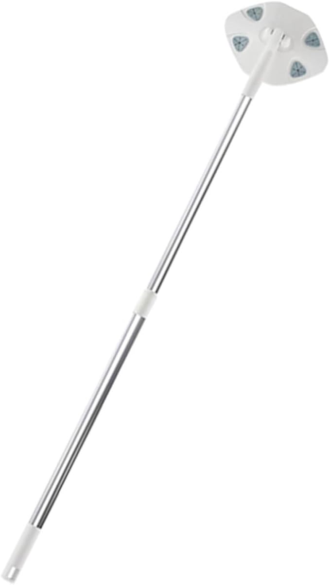 Retractable Dust Mop with No Wash Triangular Microfiber Pad White Extendable Handle Floor Cleaning Mop for Household Dust Removal and Convenient Home Use