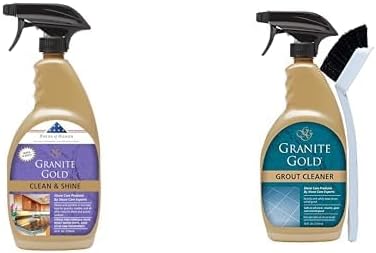 Granite Gold Clean &amp Shine Spray with Grout Cleaner Spray Brush Deep Cleaning &amp Polishing of Granite Marble Quartz 24 Fl Oz (Pack of 1)