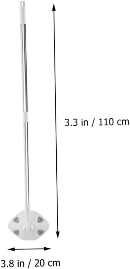 Retractable Long Handle Dust Mop with Rotatable Triangular Microfiber Pad No-wash Hands-Free Dust Removal Floor Cleaning Mop for Home Use White Extendable Handle