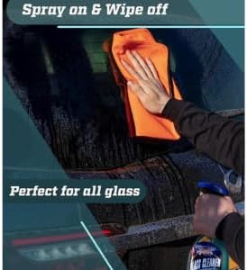 Gliptone Glass Cleaner Kit Streak-Free Shine Ammonia-Free Quick Drying Includes Glass Cleaner Glipscrub Sponges &amp Softouch Waffle Microfiber Towels Safe on Tint &amp Hard Surfaces