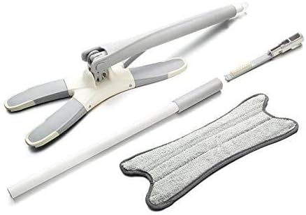 Manual Extrusion Flat Mop with Hands-Free Wringing Microfiber Replaceable Pads Stainless Steel Telescopic Rod Household &amp Window Cleaning