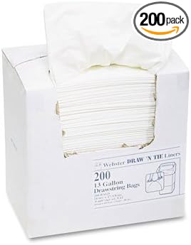Draw `n Tie : Heavy-Duty Trash Bags Hexene Resin 13gal.9mil 24.5 x 27 3/8 White 200 -:- Sold as 2 Packs of - 200 -/- Total of 400 Each