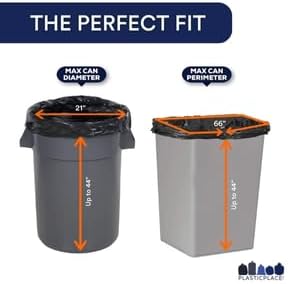 Plasticplace Contractor Trash Bags 42 Gallon │ 6.0 Mil │ Black Heavy Duty Garbage Bag │ 33” x 48” (25 Count)