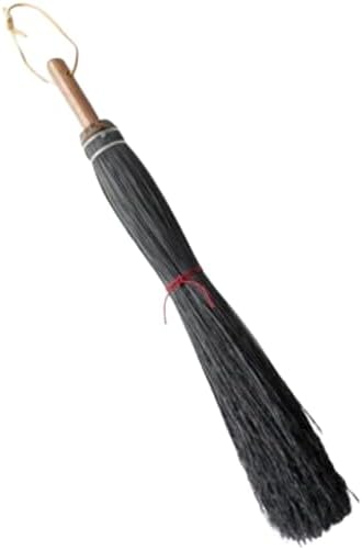 Amish Fireplace Broom - Black Handcrafted Corn Straw Hand Brush &amp Handle