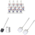 Ring King Toilet Ring Remover Bundle of Amazon Brand Pack Of 12 Toilet Bowl Cleaner Liquid 32oz Silicone Toilet Brush and Holder Set + Ring King Toilet Bowl Mop Pack of 2 Long Plastic Handled Swab