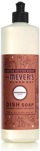 Mrs. MEYER'S CLEAN DAY Dish Soap 4 Pack Variety Pack Iowa Pine Peppermint Snow Drop Gingerbread 16 Fl Oz Each 1 CT