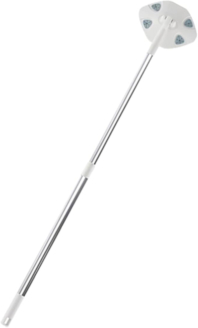 Rotatable Dust Mop with Triangular Microfiber Head White Extendable Handle Household No-wash Cleaning Mop for Floor and Desktop Dust Removal
