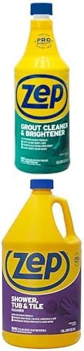 Zep Grout Cleaner + Shower Tub and Tile Cleaner ZU104632 32 oz and ZUSTT128 1 gal - Deep Cleans Grout Lines Removes Soap Scum Calcium Limescale and Dirt