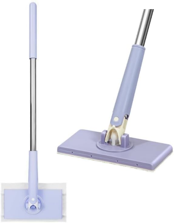 Cleaning mop Adjustable Cloth Clip Automatic Hand wash Free Purple Color Suitable for Carpets Floors Glass Tiles Suitable for Most mop Types 2PCS (Purple 37.4in)