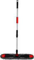 Folding dust mop Large Household and Hotel Thickened Cotton Thread Floor mop 24-inch Black and red +1 Head (Total 2 Heads)