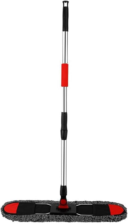 Folding dust mop Large Household and Hotel Thickened Cotton Thread Floor mop 24-inch Black and red +1 Head (Total 2 Heads)