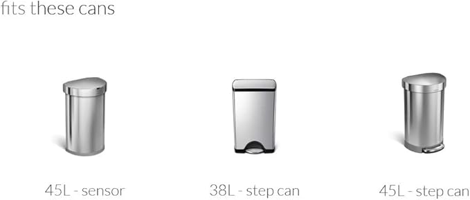 simplehuman Code J 100 Count Dispenser Pack Custom Fit Liners Drawstring Trash Bags 30-45 Liter / 8-12 Gallon White