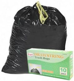 70pcs 30 Gallon Drawstring Black Garbage Trash Bag Lawn