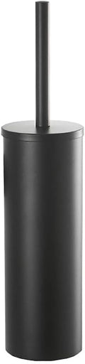 Toilet Brush and Holder Set KWQKEM Stainless Steel Toilet Bowl Cleaners Brush and Holder Free Standing with Lid Bathroom Accessories Brush Head Replaceable Stylish Modern Design (Matte Black)