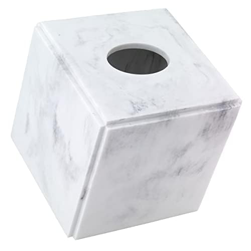 Avanti Linens - Tissue Box Cover Resin Countertop Decor Marble Design (Catania Collection)